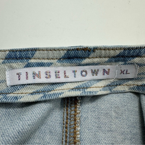 Tinseltown Bib Dress Pastel Denim Checkered Women’s XL Pockets Beach Sundress - Picture 2 of 6